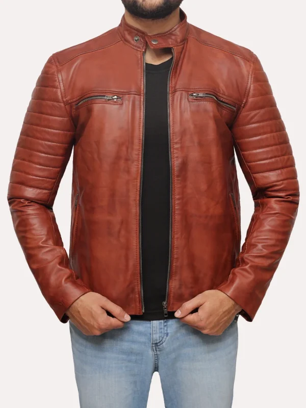 Men's Cafe Racer Brown Leather Jacket