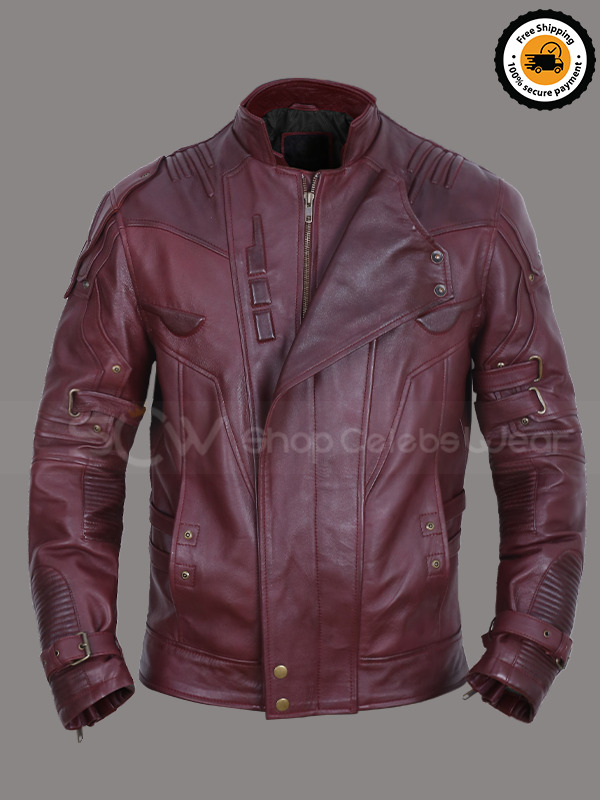 Guardians of the Galaxy 2 Star Lord Chris Pratt Maroon Real Leather Jacket