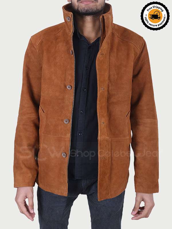 Mens Brown Suede Leather Coat - Brown Suede Coat