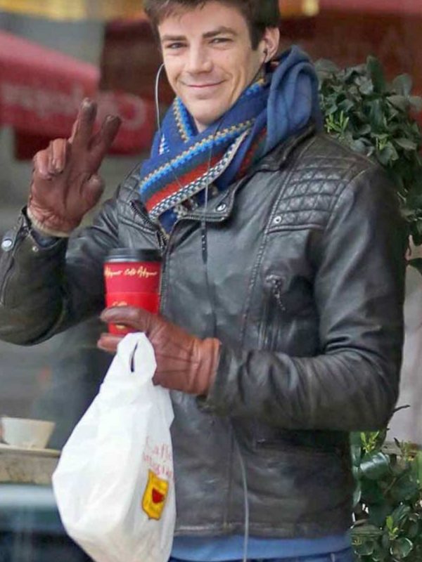 Grant Gustin The Flash Black Leather Jacket