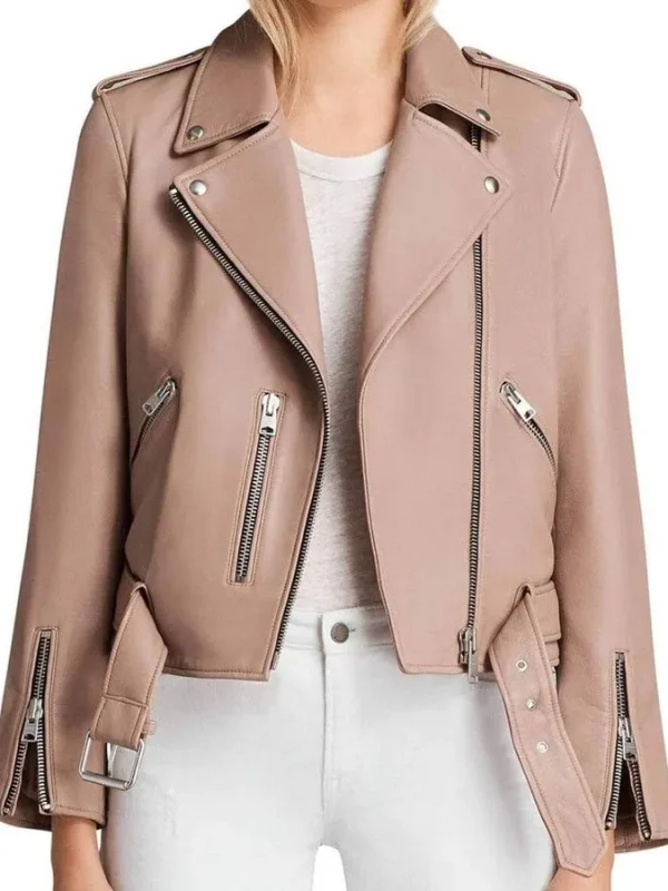 Arrow Thea Queen Pink Leather Biker Jacket