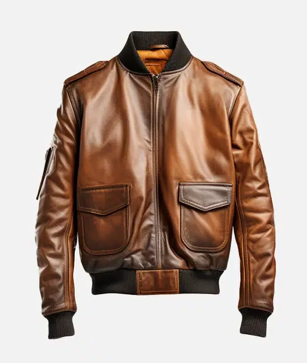 Mens Distressed Leather Bomber Jacket