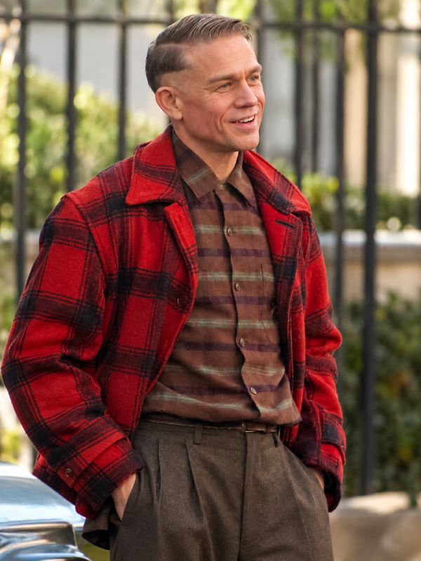 Ed Gein TV Series Monster The Ed Gein Story 2025 Charlie Hunnam Red Plaid Jacket