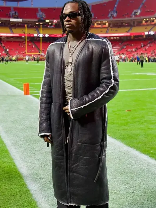 Monday Night Football Gunna Black Leather Coat