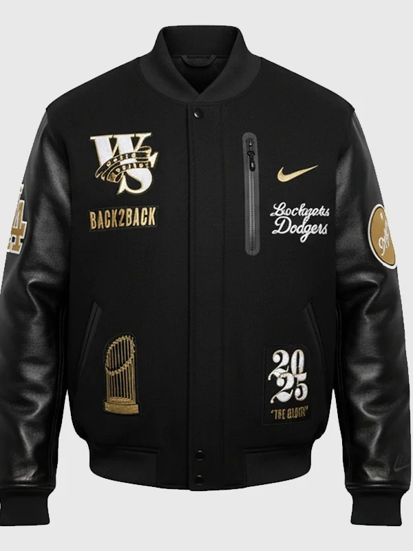 Nike Los Angeles Dodgers World Series Letterman Jacket Black