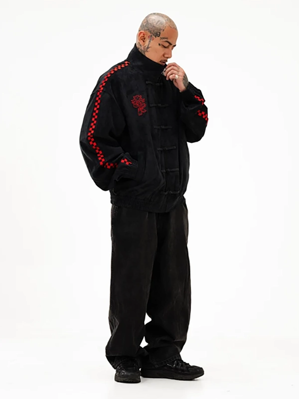 2026 Neptun x Sonic Black Suede Jacket for Men Women