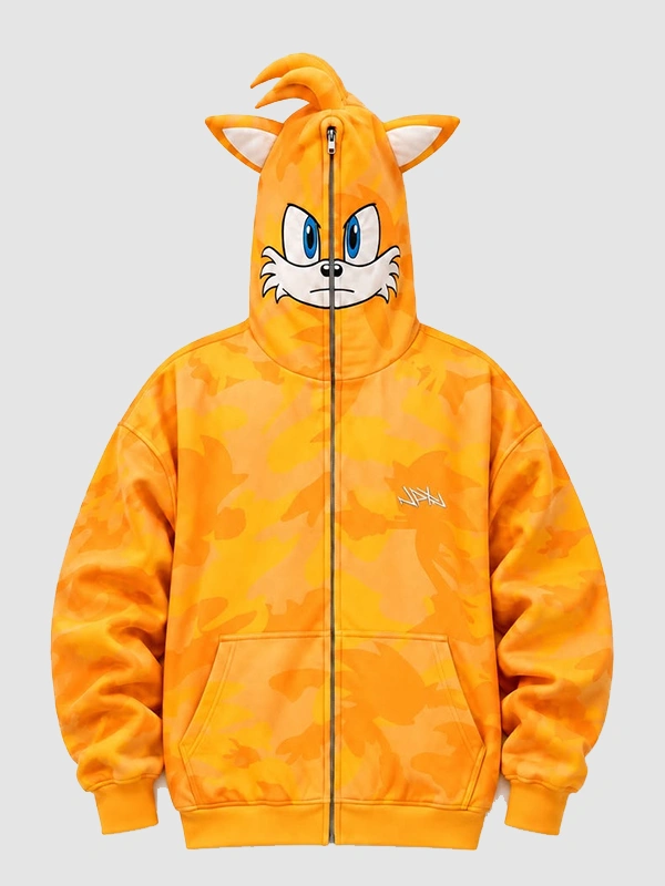 Men Women Sonic x Neptun Tales Camo Hoodie in Yellow