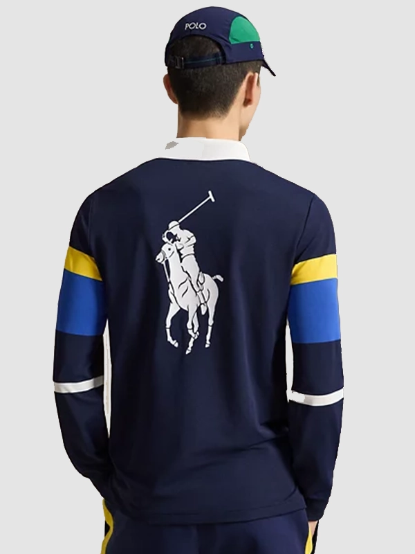 Multicolor Navy US Open 2026 Ball Crew Polo Shirt with Long Sleeve