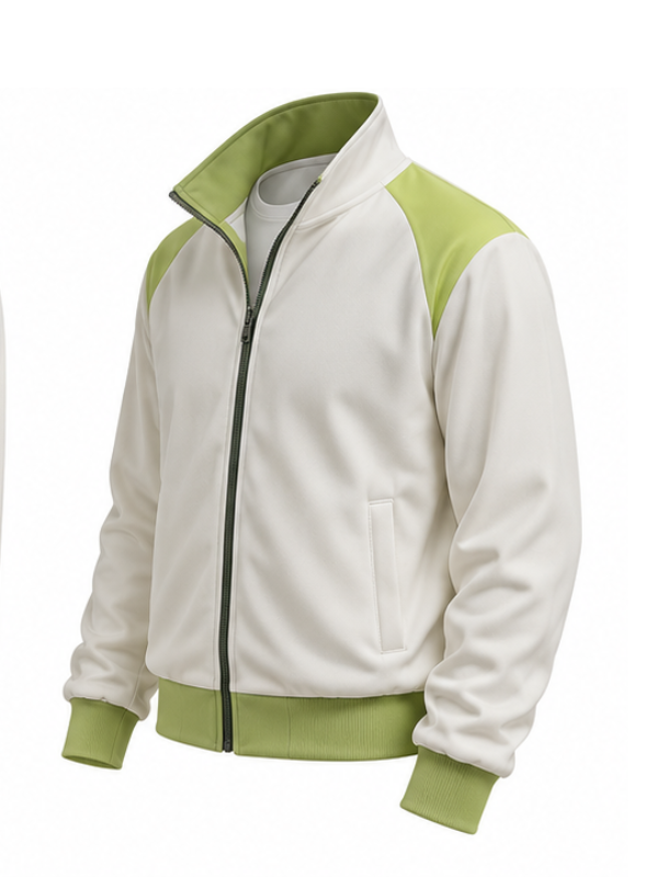 Panache Barker The Hunger Games Sunrise on the Reaping Jhaleil Swaby White and Green Fleece Jacket
