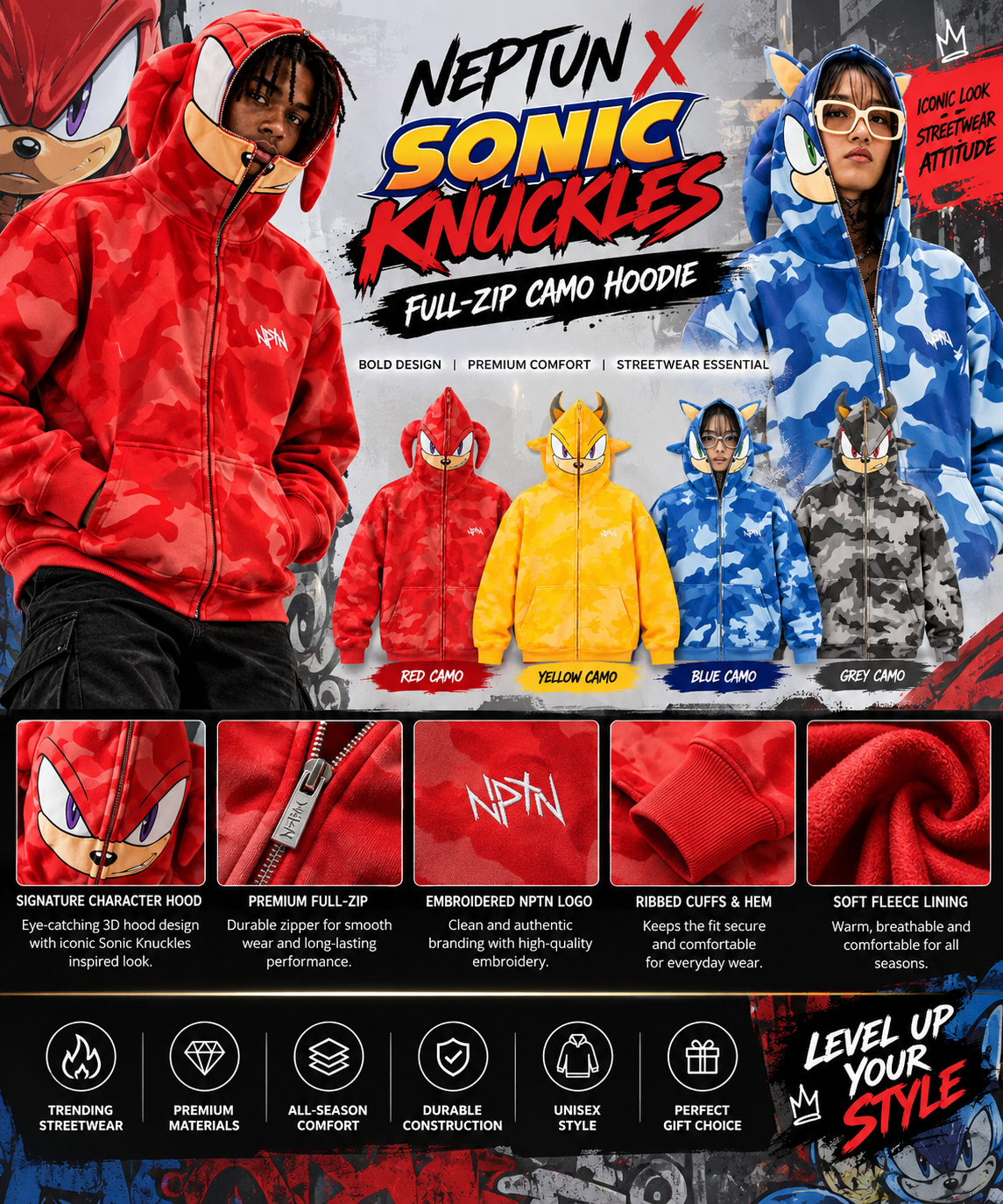 Sonic x NEPTUN x Sonic the Hedgehog 2026 Hooded Zip up Jacket