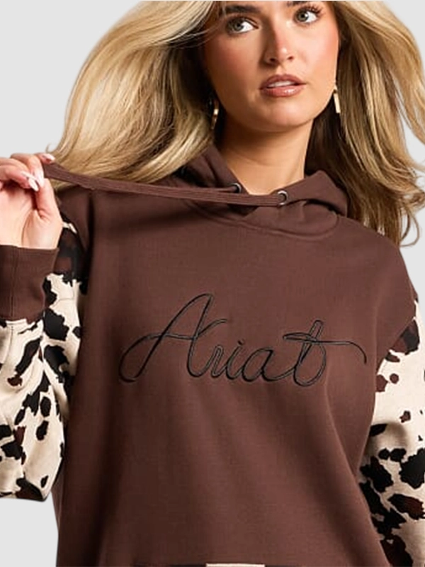 Ariat Cow Print Womens Pullover Hoodie 2026