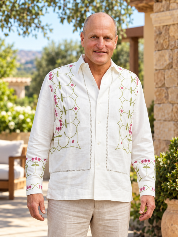 Brothers S01 Woody Harrelson Floral Embroidered Shirt