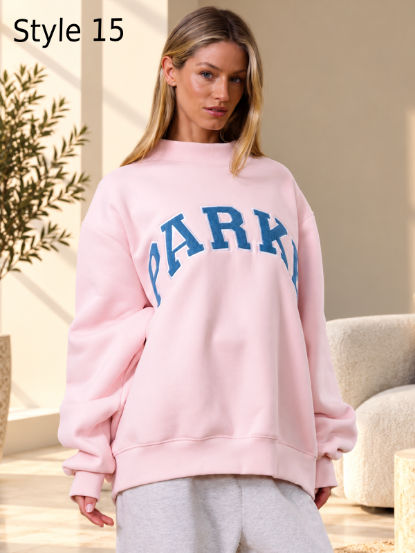 Denim Varsity Mockneck Sweatshirt