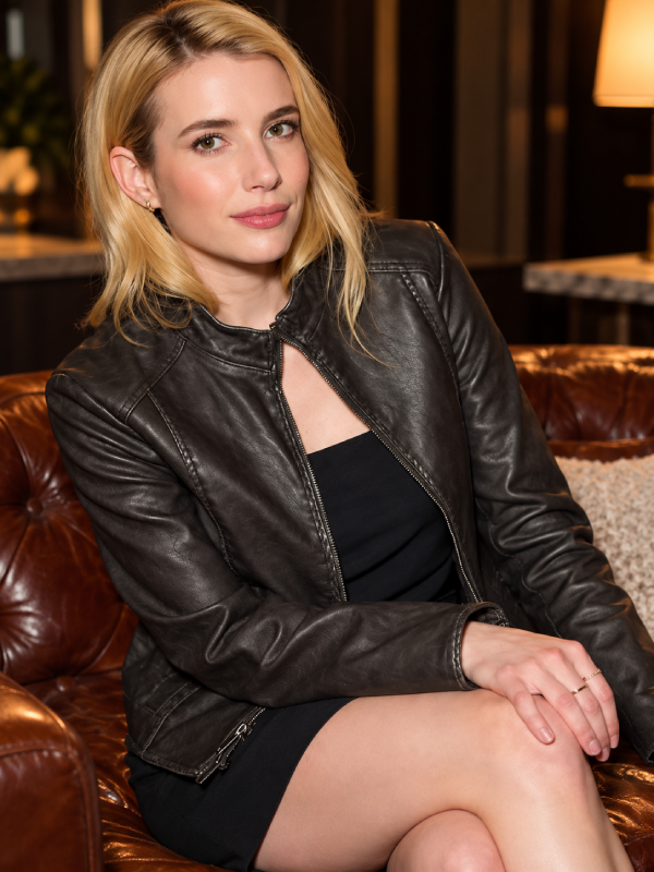 Event Emma Roberts Slim Fit Black Leather Jacket