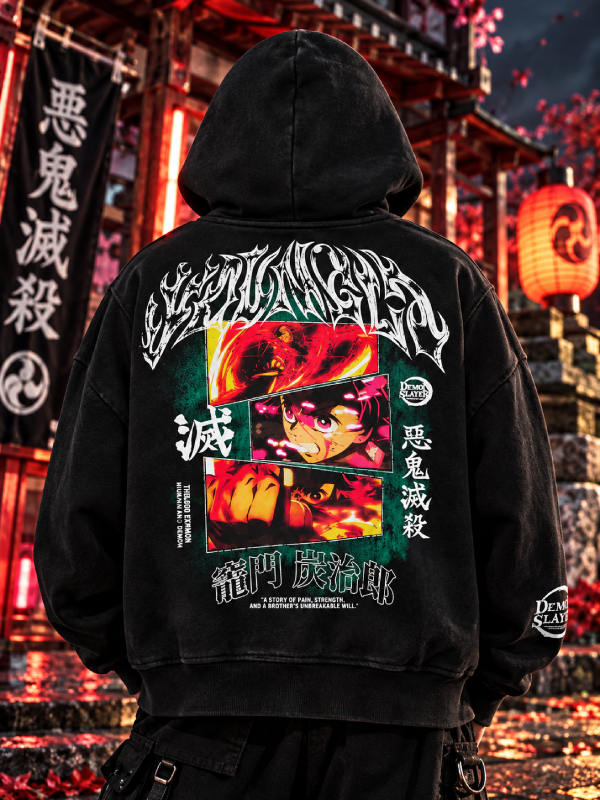 Hinokami Kagura YoungLA x Demon Slayer Zip-Up Hoodie