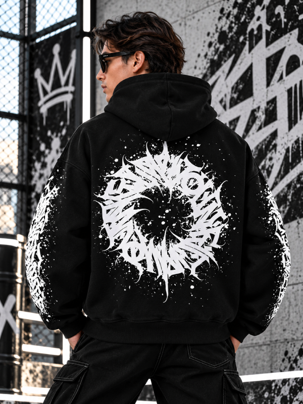 Men’s Oversized Graffiti Print Hoodie