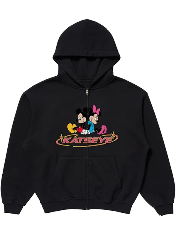 Mickey Minnie KATSEYE x Disney 2026 Black Zip Up Hoodie