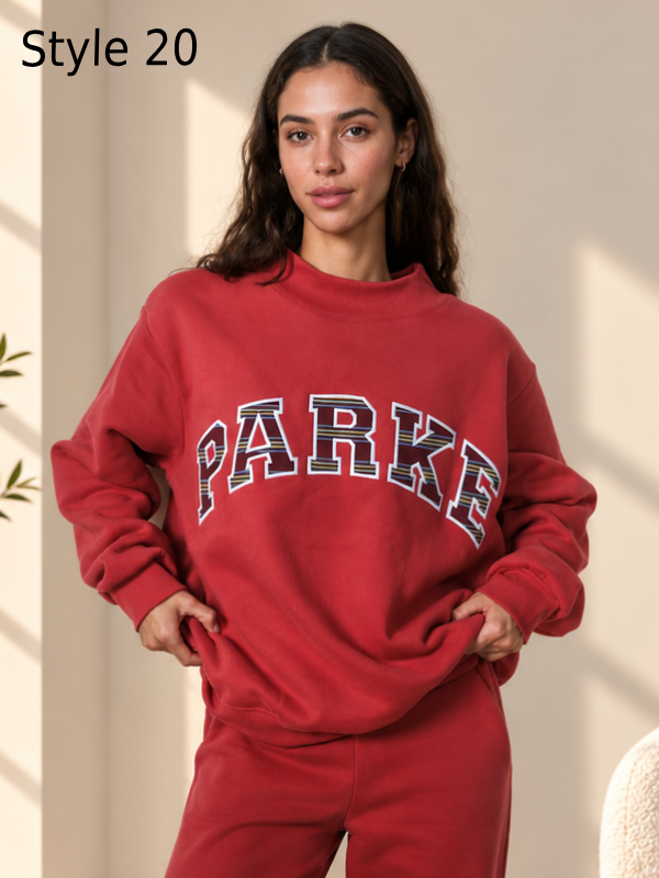 Parke Vintage Mockneck Varsity Denim Sweatshirt