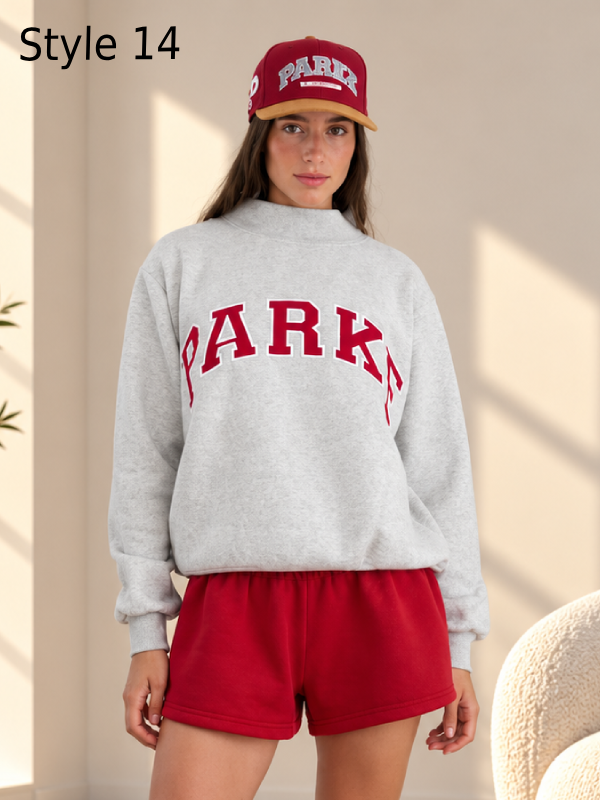 Parke Vintage Varsity Denim Pullover Sweatshirt