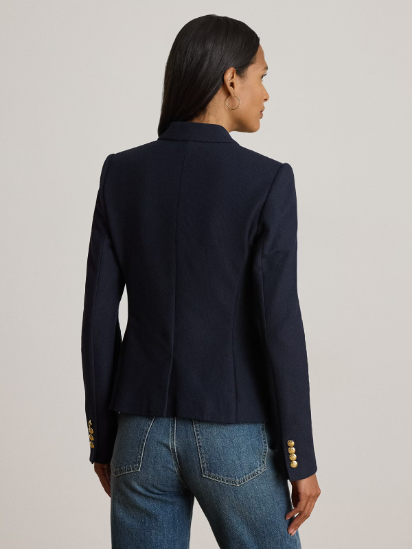 Ralph Lauren crest double breasted cotton piqué blazer blue
