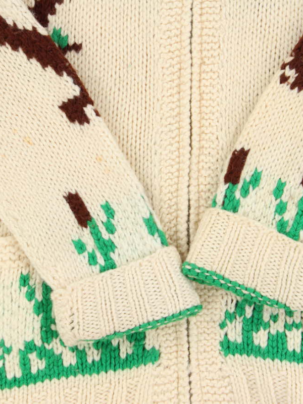 Rokitt Vintage 1960s Hand Knit Wool Zip Up Cardigan