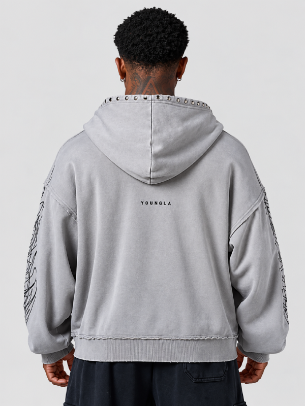 aztec studded zip up sweatshirt
